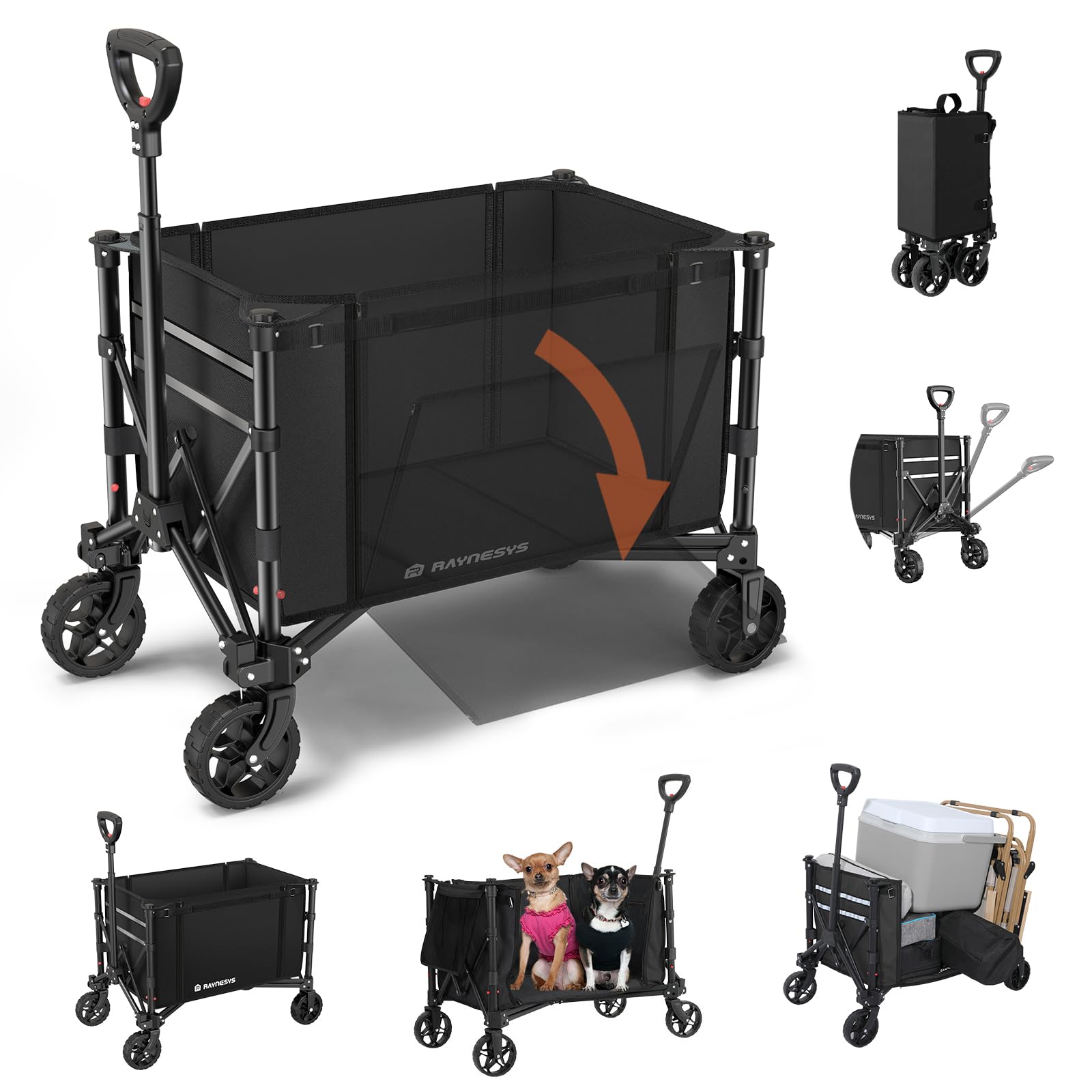 3 in 1 Collapsible Wagon Converts to Bench, 220lbs 120L Foldable